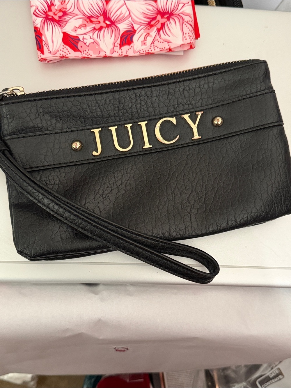 Juicy Couture Black Wristlet Clutch with Gold Logo